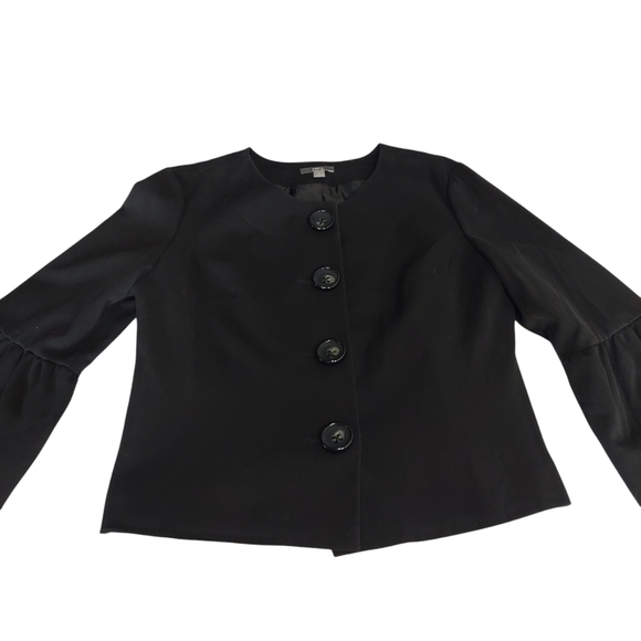 Apt. 9 Women's Black Flare Cuff Button Front Blazer Jacket Size 12 - Picture 5 of 8